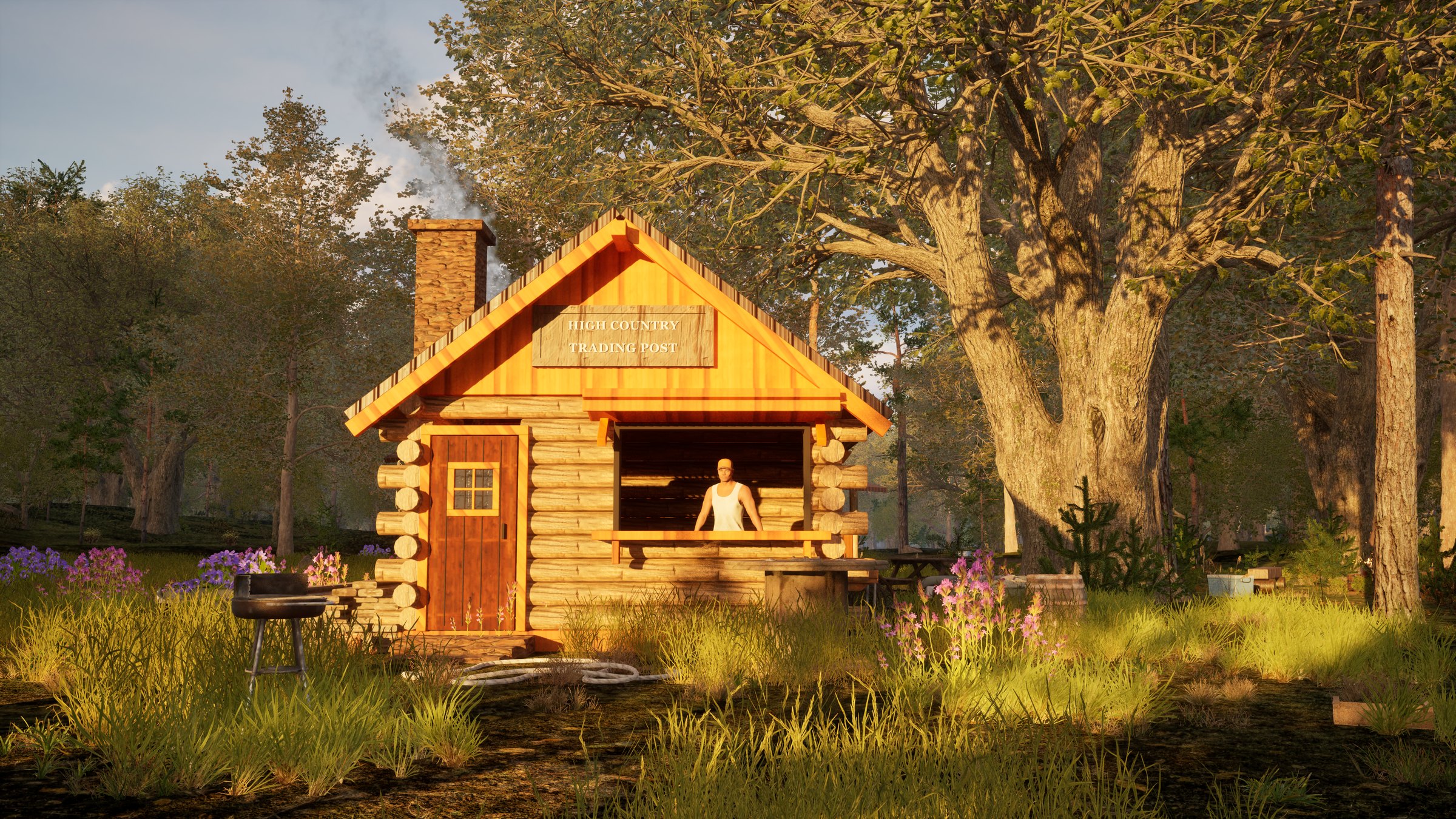 A trading post at golden hour
